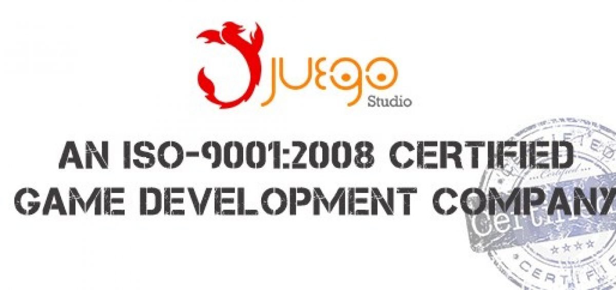 Juego Studio logo with ISO certification badge.