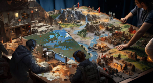 People working on game development