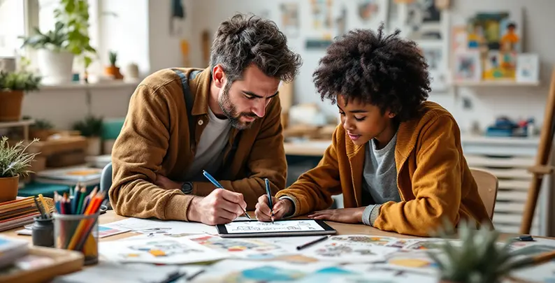 Mentor reviewing a game art portfolio and providing feedback on weak points 